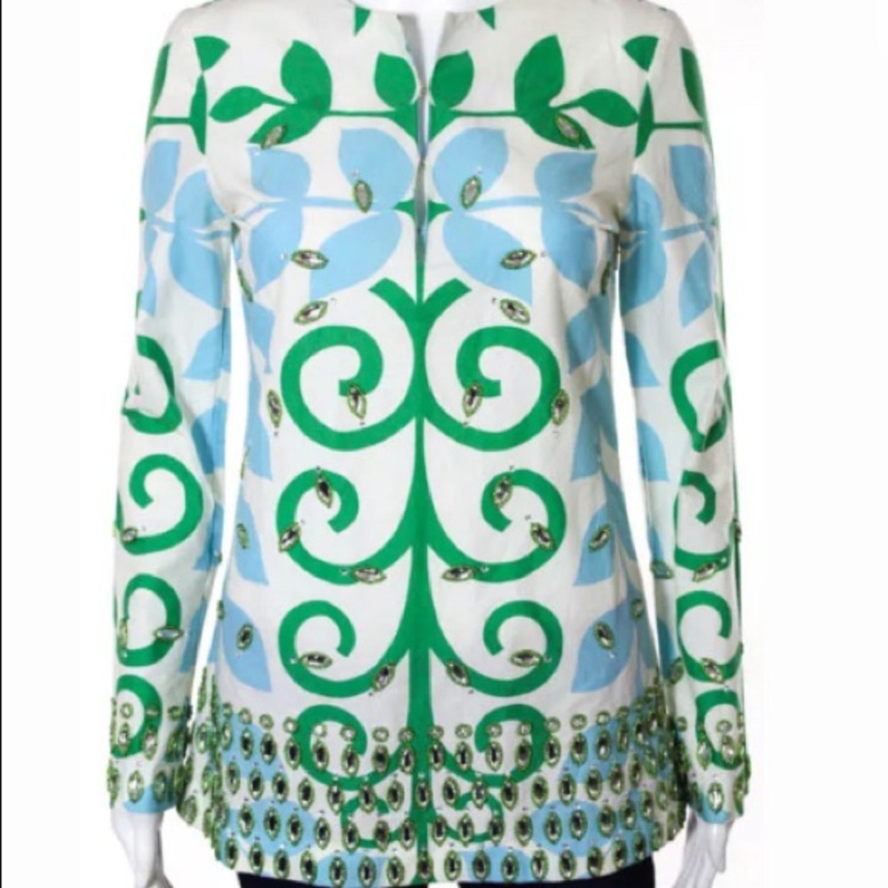Tory Burch multi color abstract with stones cotton